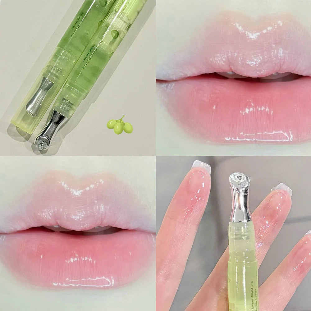 Hydrating Fruit Lip Oil Moisturising Non-sticky Plumping Grape Lip Gloss Honey Transparent Essence Lip Balm Cosmetics Care Oasis Select Green Grapes Flavor