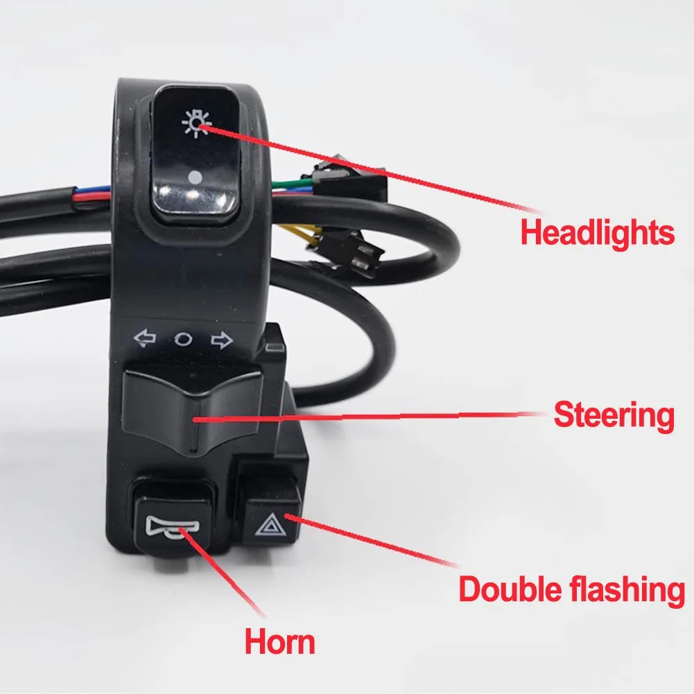 4-in-1 Electric Vehicle Multifunction Waterproof Combination Switch Universal Handlebar Horn 7/8 Inch 22MM Electric Scooter Oasis Select