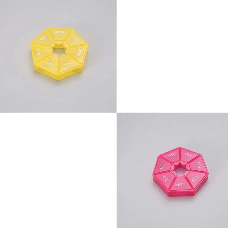 1/2/3Pcs A Week 7 Corners Pill Box Round 7 Boxes For One Week Small Pill Box Mini 7 Days Portable Points Medicine Jewelry Box Oasis Select 2pcs-mix 2