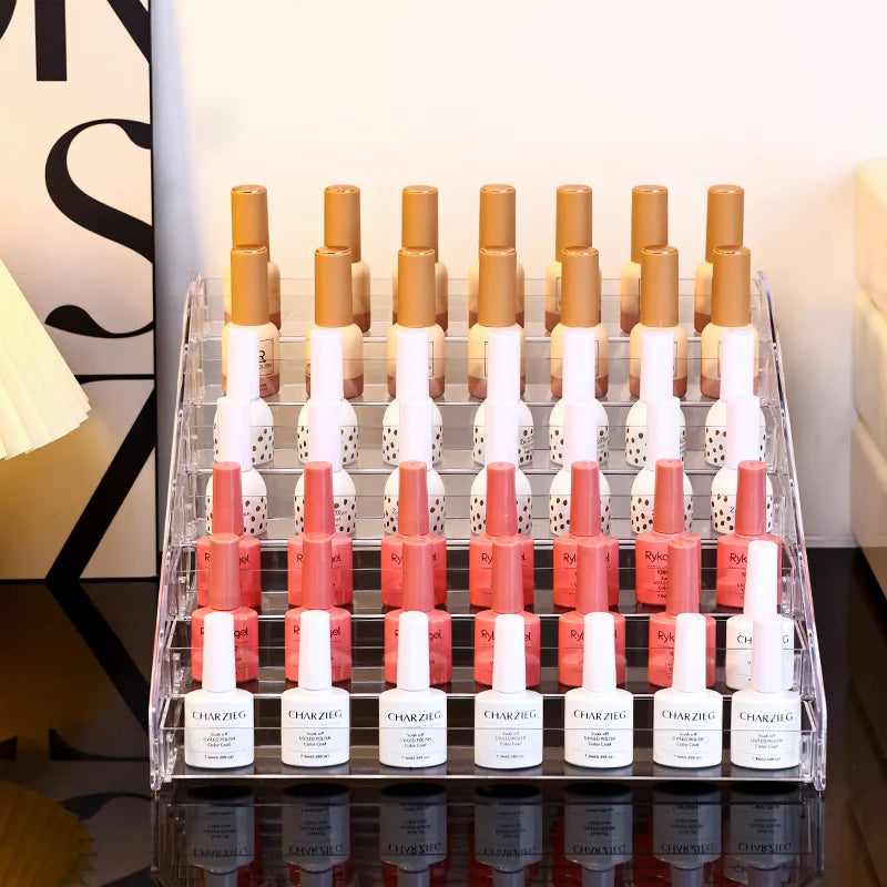 1pc multi-layer acrylic buckle nail polish display rack transparent ladder type sorting rack quick installation cosmetics rack Oasis Select