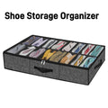 Shoe Storage Organizer Box with Reinforced Handles for Under Bed, Fit 12 Pairs, Collapsible Closet Underbed Shoes Container Bags Oasis Select black