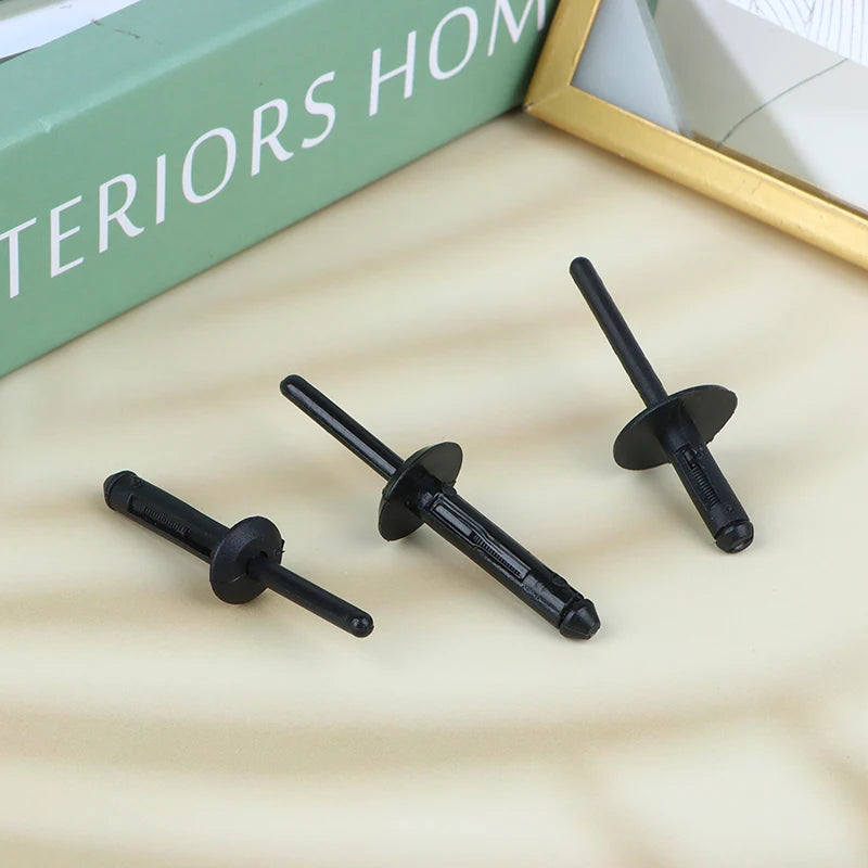 10Pcs Black Plastic Rivet Clip Retainer Fastener Blind Rivets Head Break Mandrel Blind Nail Rivets For Auto Accessories Oasis Select
