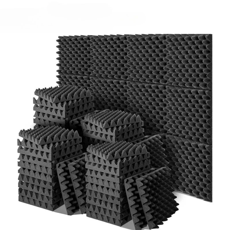 12PCS High Density Egg Crate Soundproofing Foam Panel Fire Resistant Acoustic Insulation for Studio Home Wall Noise Reduction Oasis Select Black-12PCS