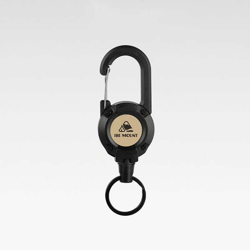 Anti-theft Metal Easy-to-pull Buckle Rope Elastic Keychain Retractable Key Ring Anti Lost Ski Pass ID Card Oasis Select Black