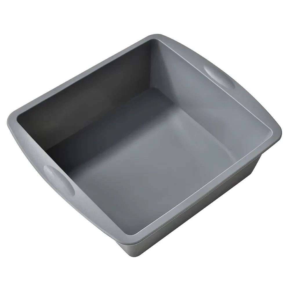 1/4Pcs Silicone Square Cake Plate Non-Stick Brownie Pot with Anti-Slip Handle Oven and Air Fryer Safe Perfect for Baking Cakes Oasis Select 1Pcs Grey