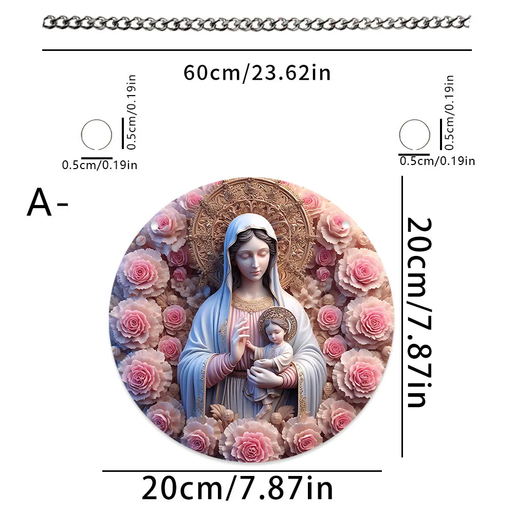New Flower Cluster Angel Girl Warm Mother Daughter Acrylic Disc Hanging Pendant With Rope For Home Wind Chimes Decoration Oasis Select C