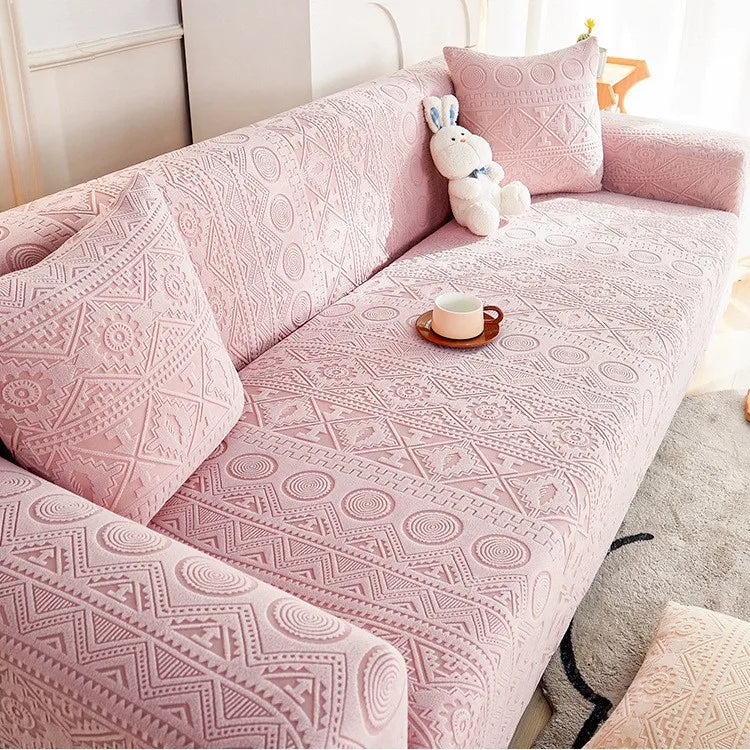 Bohemian Jacquard Velvet Sofa Cover for Autumn and Winter Thickened Plush, High-end Feel Cat Scratch-resistant Sofa Cover Oasis Select 4 people 235-300cm gouache 1
