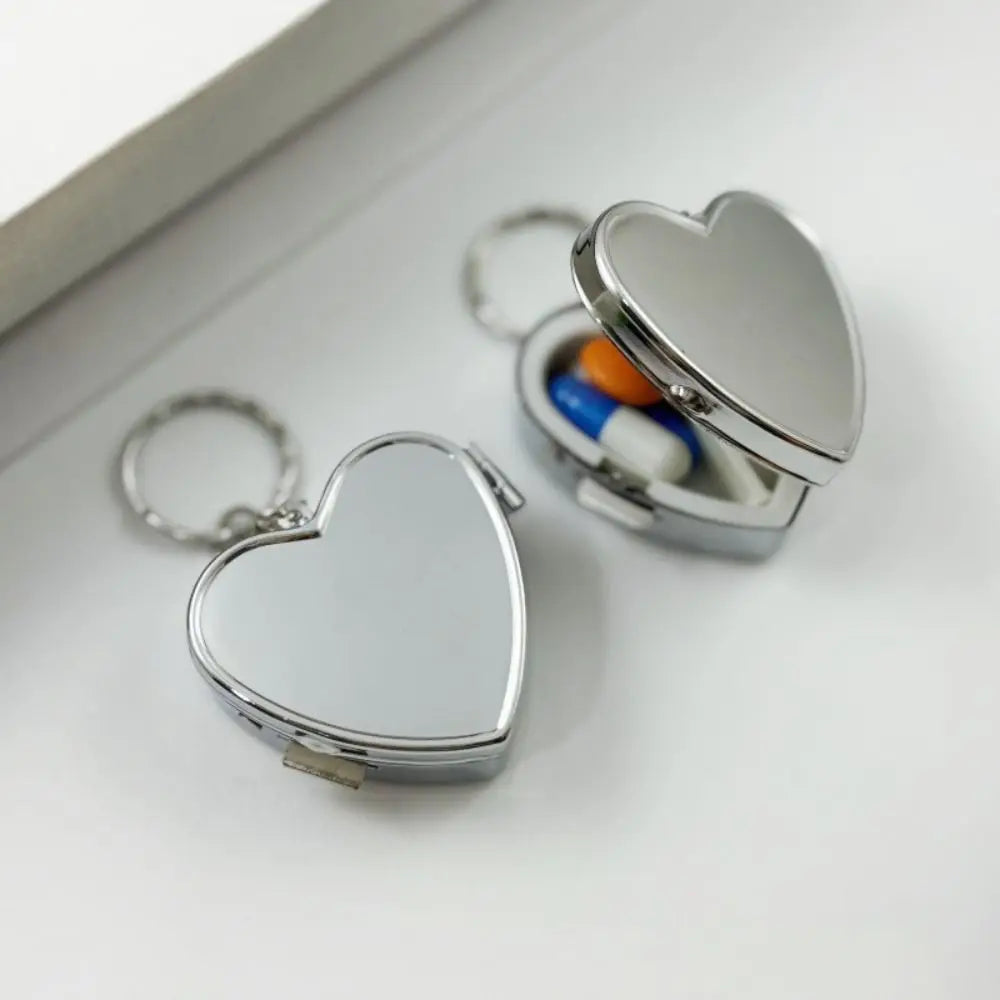 Heart-Shaped Pill Box Keychain | Portable Mini Medicine Organizer