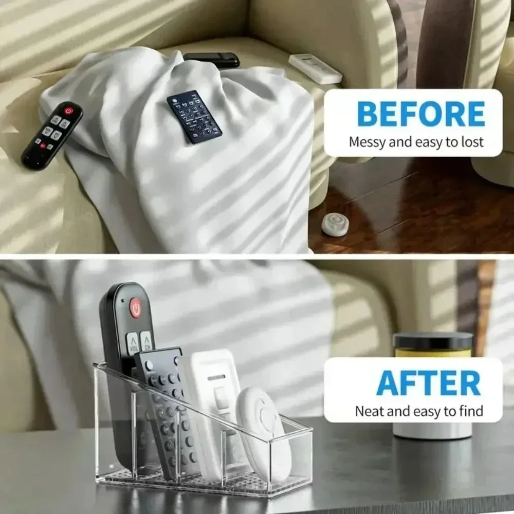 Romote Control Holder with 4 Compartments Clear Romote Holder Home Decor Kitchen Acccessories Make Up Orangizer Oasis Select