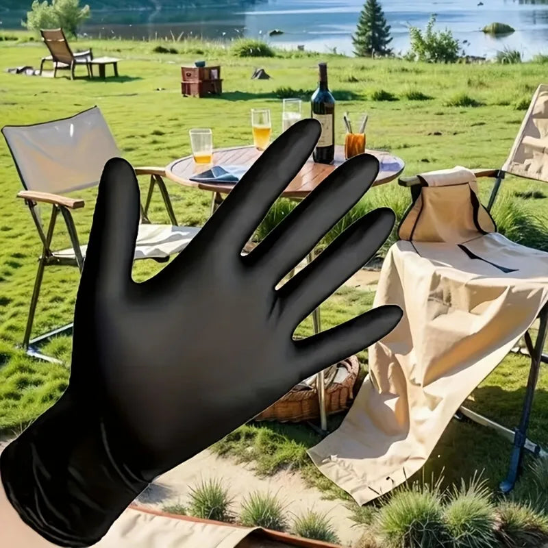 50/100/200pcs Disposable Black Nitrile Gloves, Kitchen, Tattoo, Hair Dye Gloves, Food Processing, Household Small Tools Oasis Select