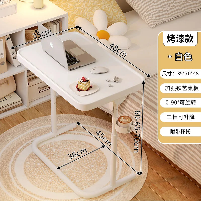 Multi-functional Movable lifting bedside table, home sofa side few, notebook computer table, folding small table, desk Oasis Select TY-White-A