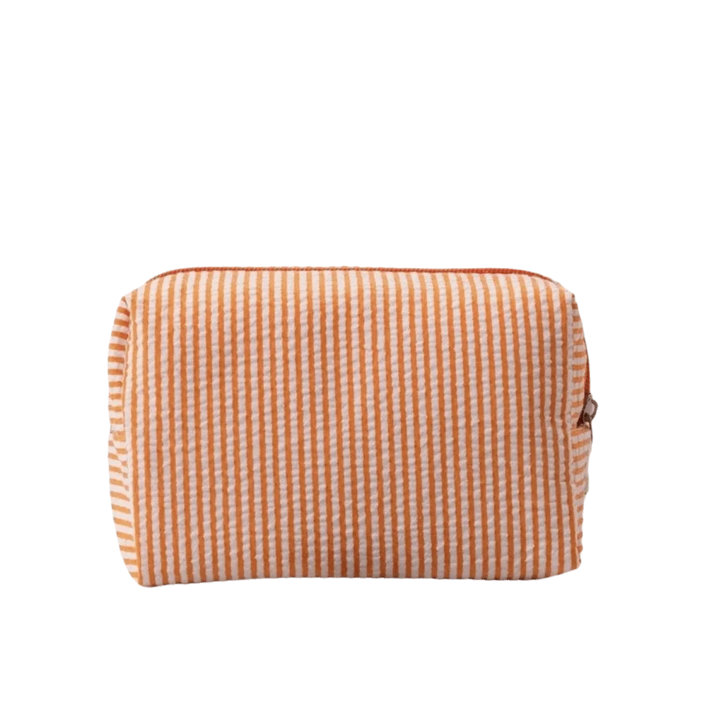 Striped Seersucker Travel Cosmetics & Toiletry Organizer Bag