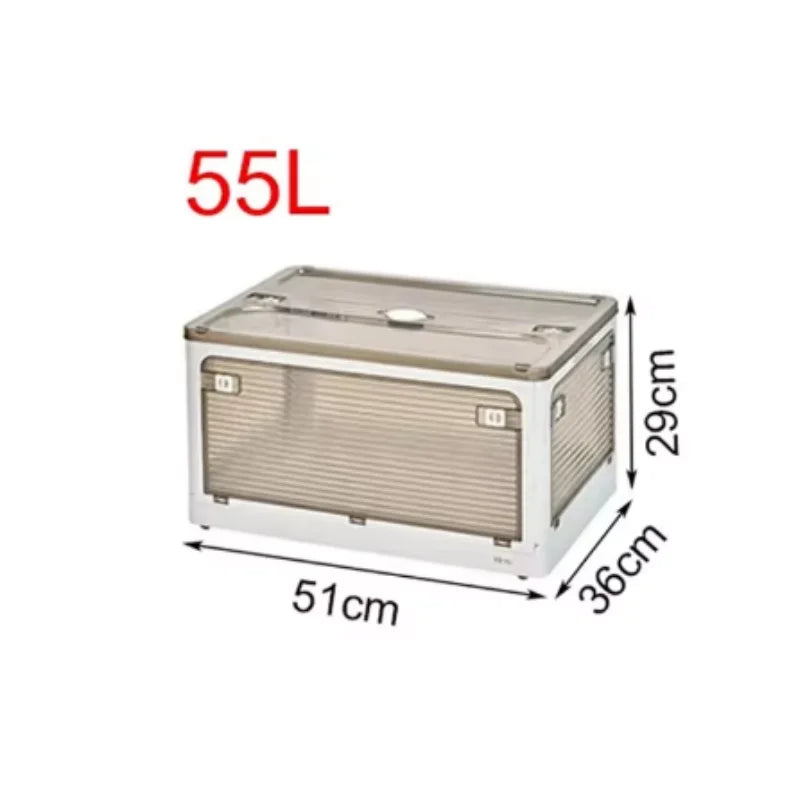 Large Capacity Storage Box with Lid Toys Books Food Sundries Organizer Foldable Car Storage Bin Closet Clothes Container Outdoor Oasis Select White 55L