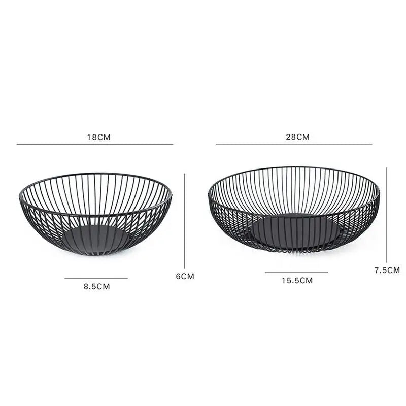 Black Storage Basket Creative European Fruit Snacks Candy Basket Desktop Bedroom Kitchen Fruit Basket Decorations Iron Hollow Oasis Select