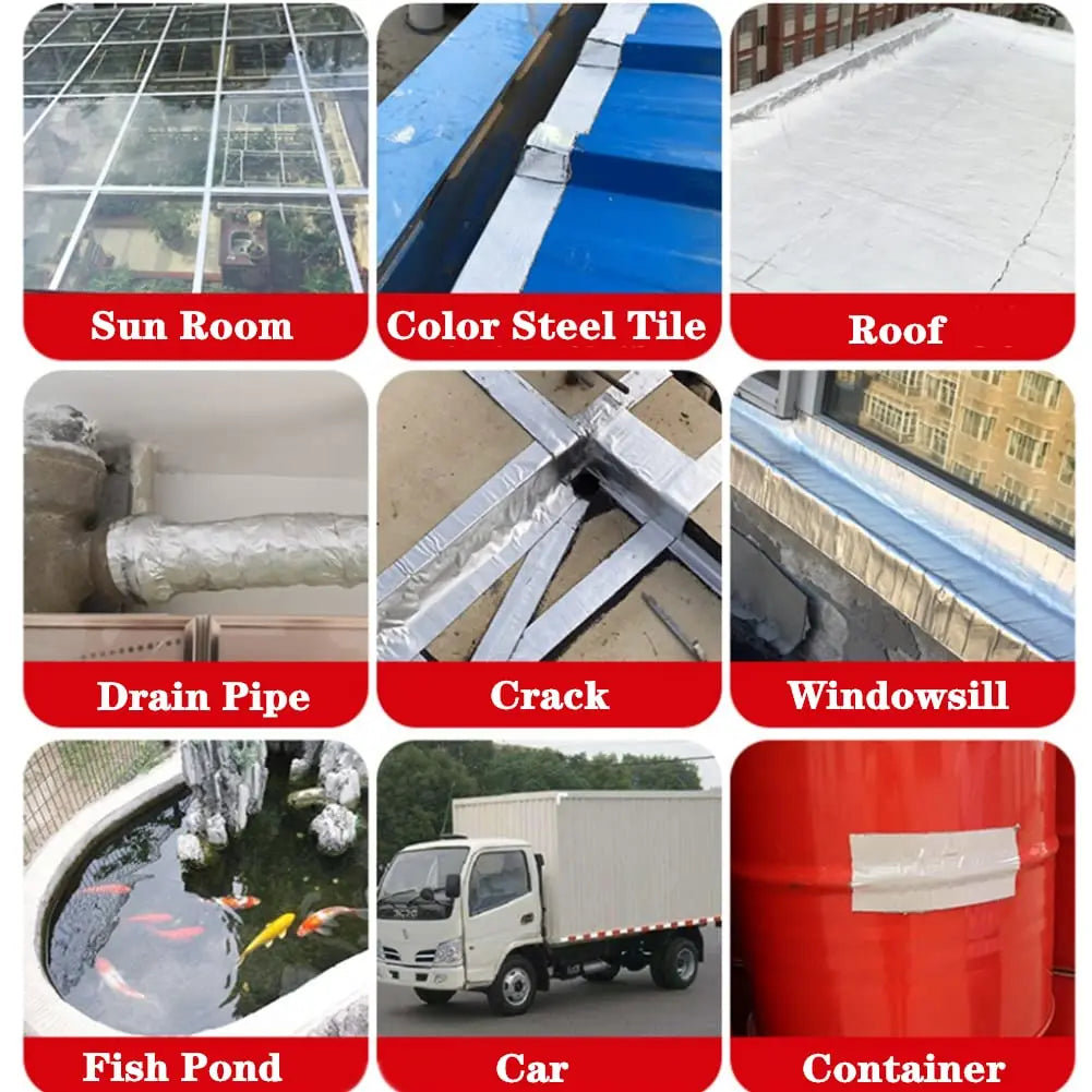 Waterproof Tape High Temperature Resistance Aluminum Foil Thicken Butyl Tape Wall Pool Roof Crack Duct Repair Sealed Self Tape Oasis Select