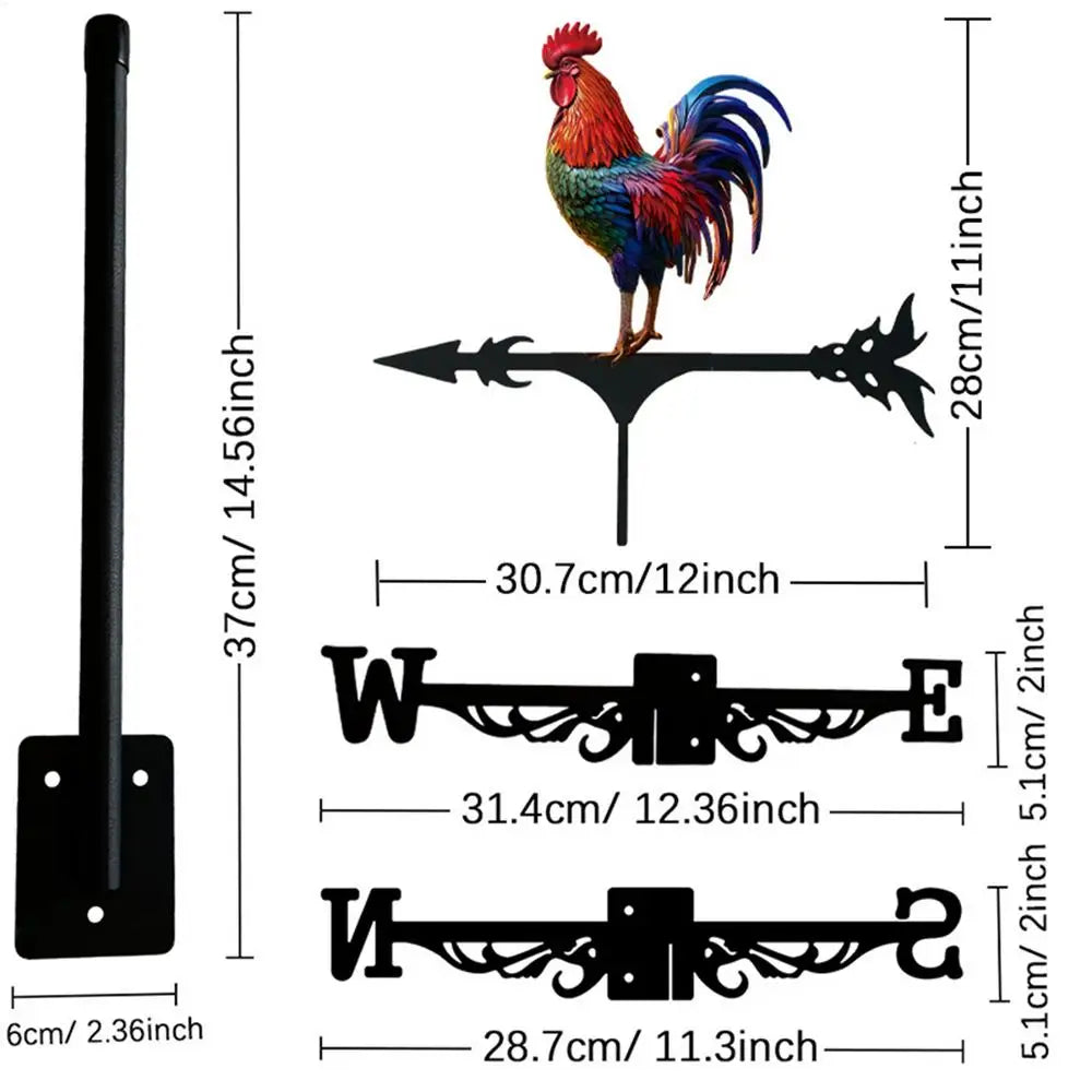 Weather Vanes Roof Mount Decorative Iron Rooster Yard Decoration Roof Mount Wind Vanes for Outdoor Backyard Patio Lawn Farm Oasis Select A