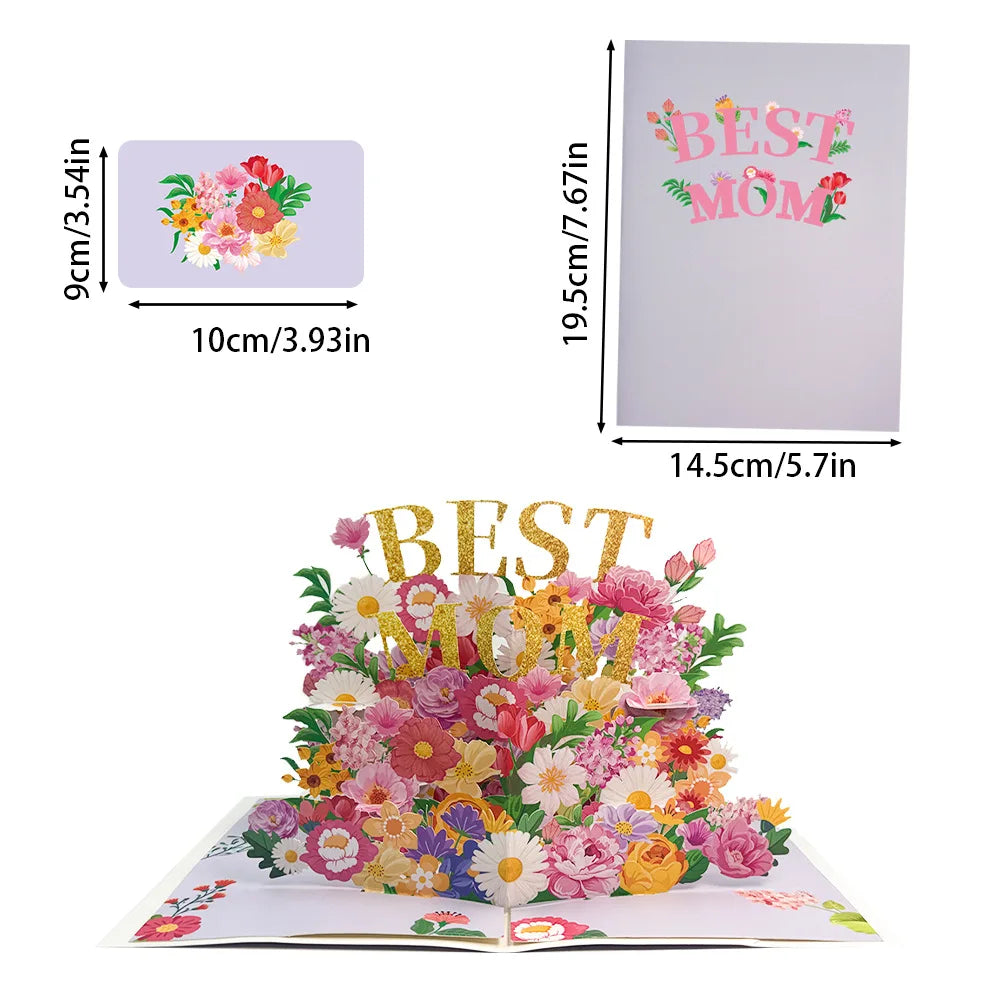 3D Pop-Up Greeting Card with Envelope Mothers Day Gift for Mom Thanksgiving Perfect Floral Heart Design Surprise Keepsake Oasis Select C