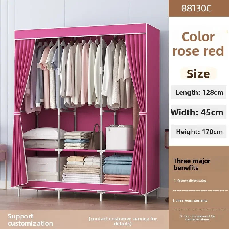 Multi-functional Simple wardrobe assembly wardrobe household simple storage steel frame modern wholesale cloth wardrobe Durable Oasis Select