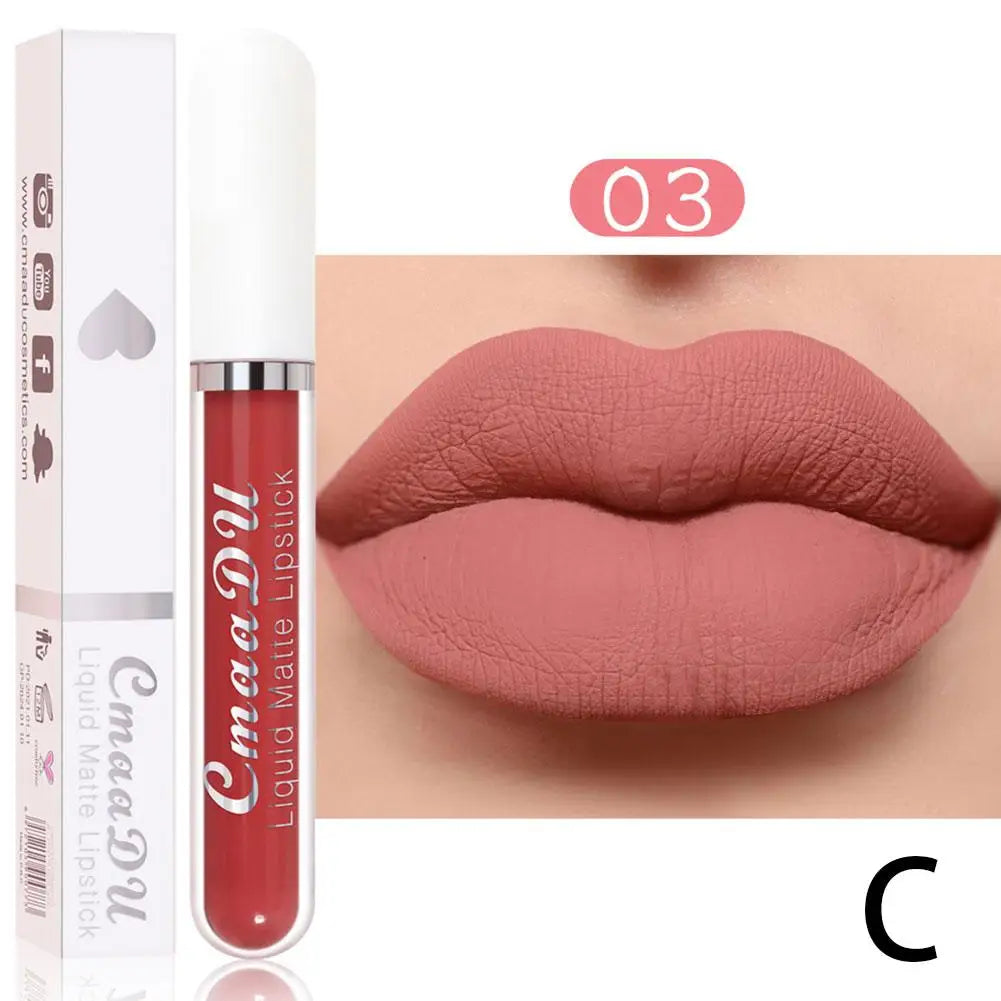 18-Color Waterproof Matte Liquid Lipstick – Long-Lasting Lip Gloss Matte Liquid Lipstick Oasis Select 03