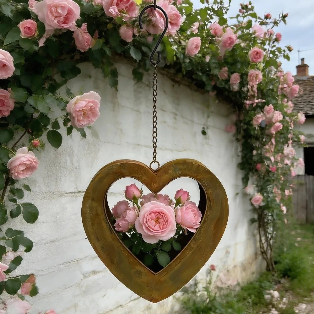 DIY Farmhouse Style Retro Metal Plant Hangers Iron Romantic Plant Hanging Basket Heart Shape Plant Container Window Decor Oasis Select