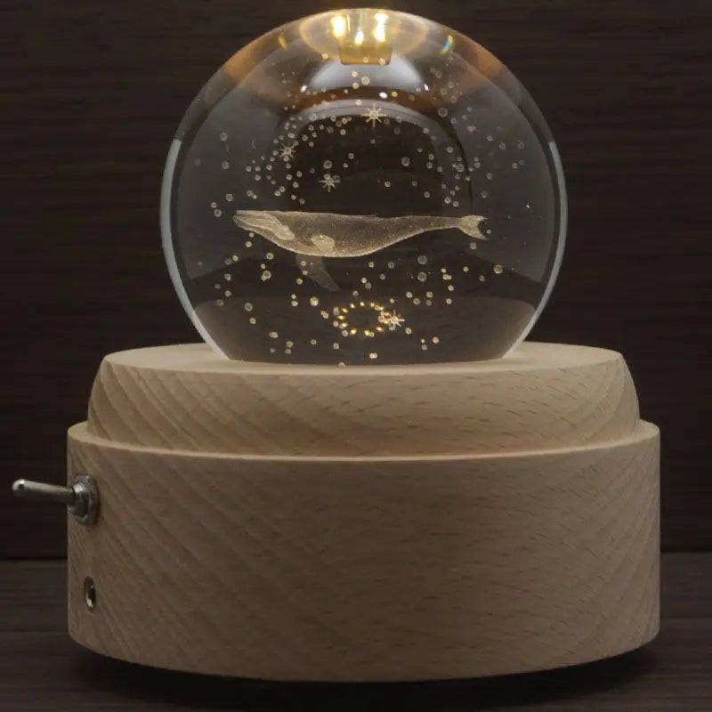 Bird's Poem Whale Crystal Ball Music Box Rotating Ornament, Music Box Creative Light Gift Ornament Oasis Select