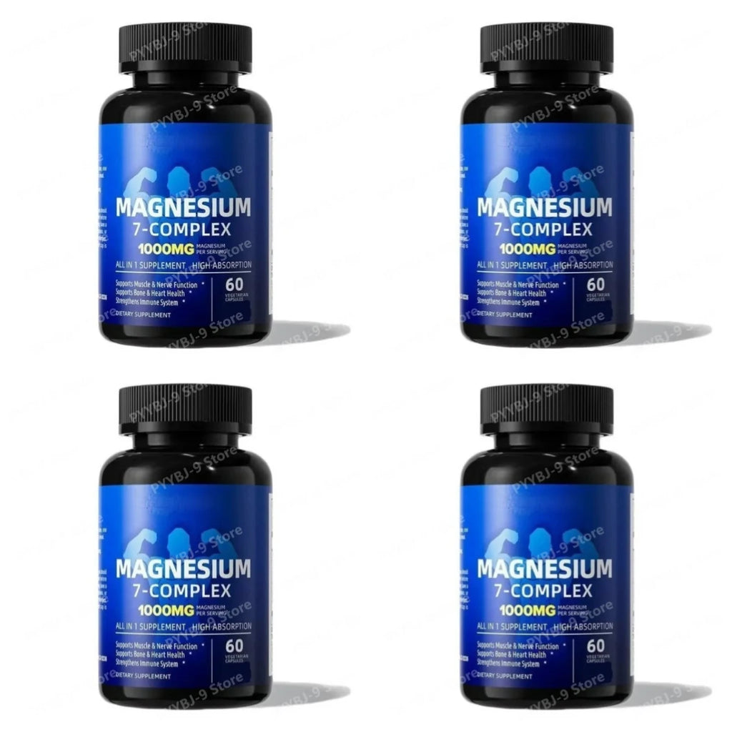 Magnesium 7 Complex 1000mg – Glycinate, Citrate, Zinc, D3 & B6 60ct Magnesium Supplement Oasis Select 4 bottles