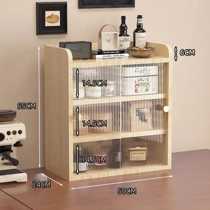 Multi-functional Cup holder storage Shelf dust-proof water cup tea cup coffee cup side cabinet storage Oasis Select Log color 4