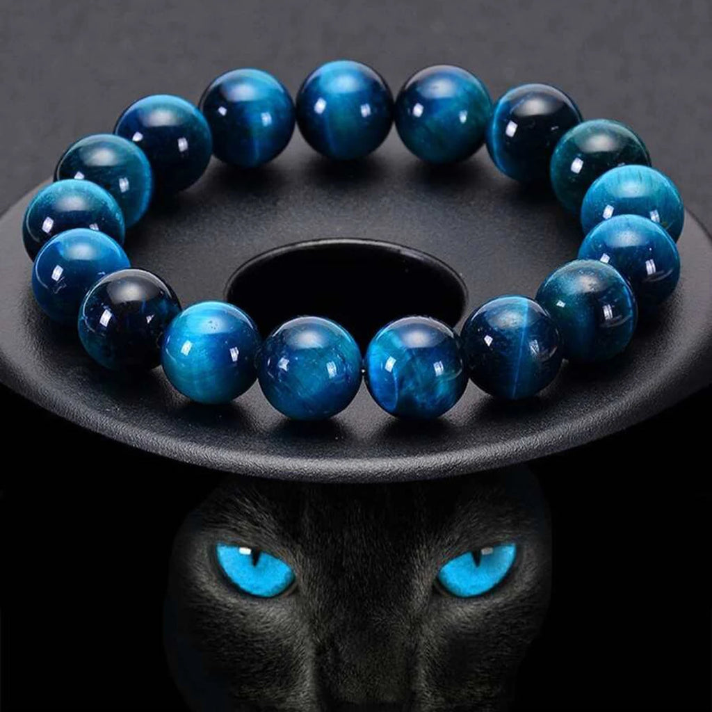 Minimalist Blue Tiger Eye Stone Beaded Bracelet Natural Stone Round Beads Bracelet For Daily Decoration Oasis Select