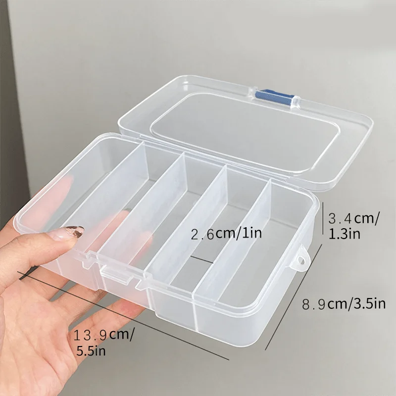 2pcs 5 Grid Compartment Storage Box Transparent Square Earrings Case Jewelry Finding Accessories Packaging Bead Pearl Organizer Oasis Select