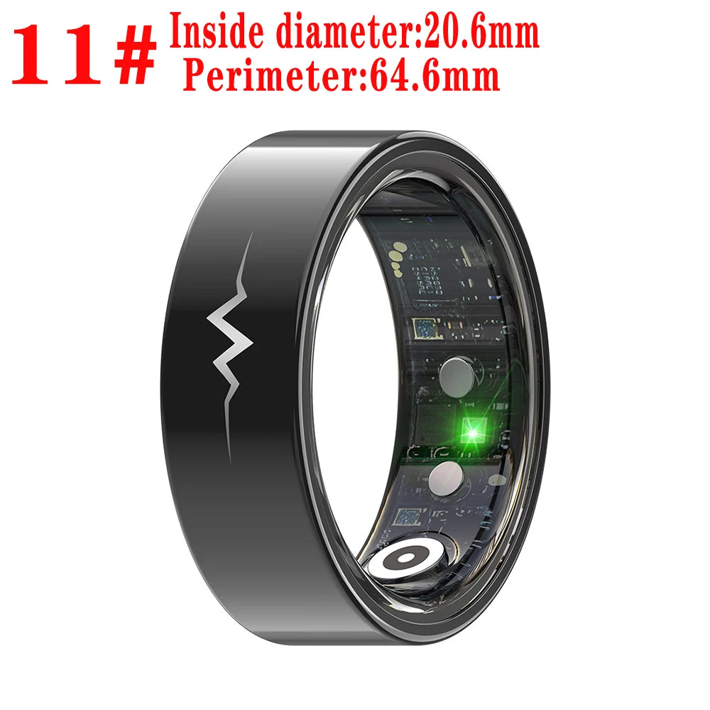 24-hour Health Monitoring Smart Ring Pressure Heartrate Sleep Monitor Men Lady Smartring Waterproof Multi-sport Mode Remote Care Oasis Select BK 11