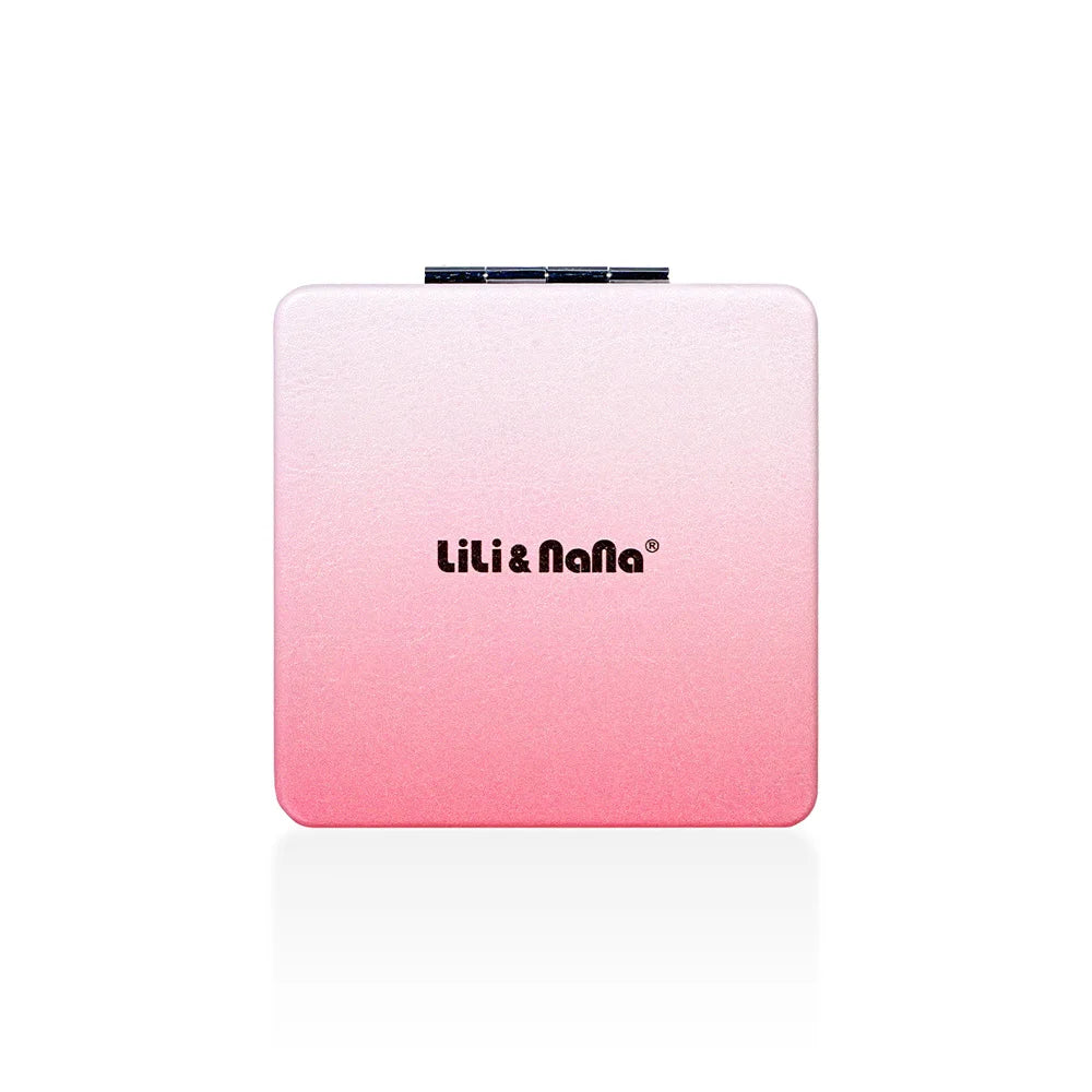 Square Folding Pocket Mirror – Gradient PU Leather, Dual-Sided Folding Makeup Mirror Oasis Select GX-026-pink-02