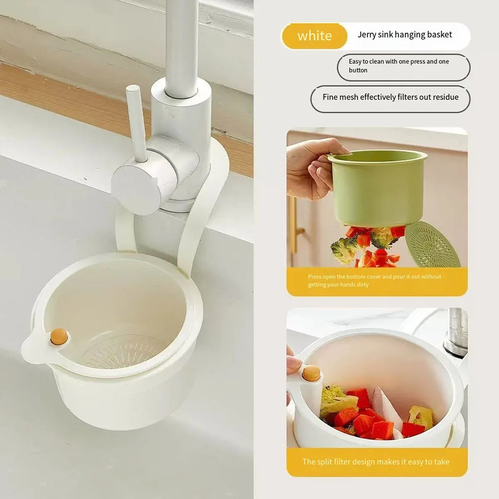 Sink Hanging Strainer Basket – Snap-On Faucet Drain Organizer Sink Strainer Basket Oasis Select