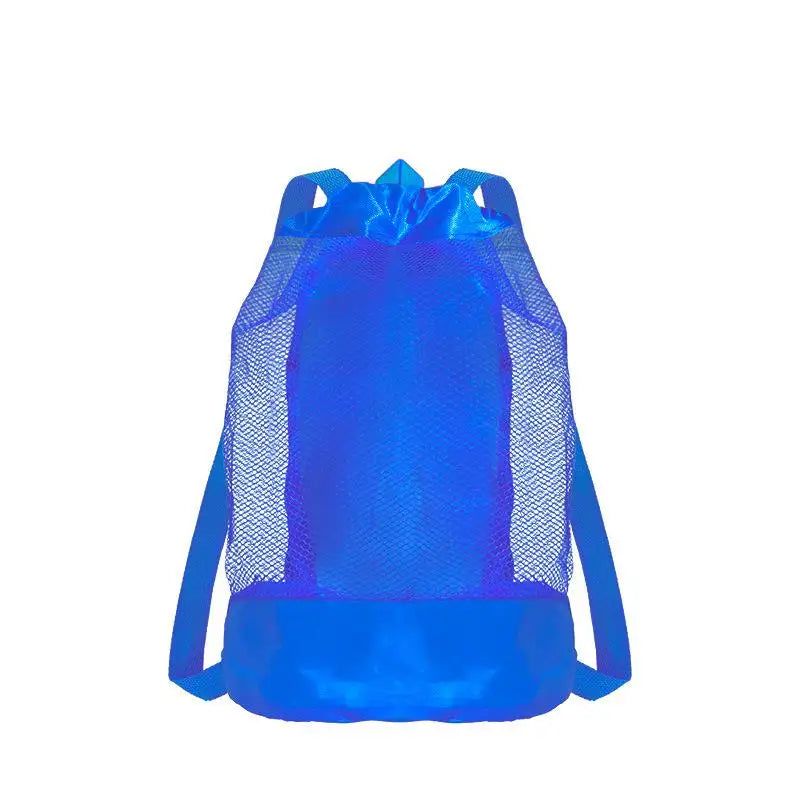 Extra-Large Sand-Resistant Drawstring Beach Backpack Kids Pool Toys Storage Bag For Shell Collecting Oasis Select Blue