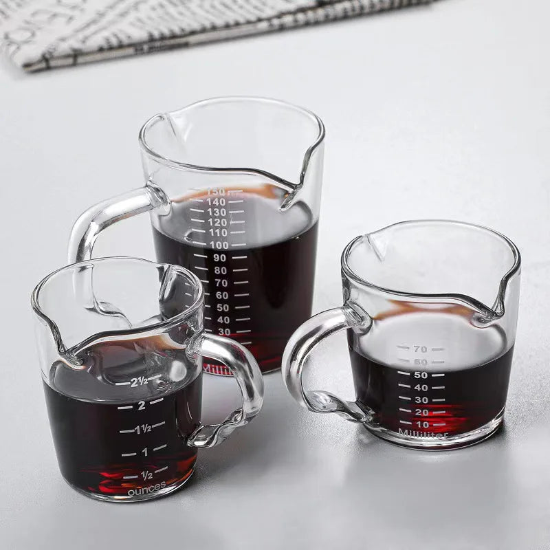 70/150ML Espresso Glass Cup Measuring Cup Milk Latte Jug Coffee Supplies Kitchen Dining & Bar Mug Drinkware Double Thick Bottom Oasis Select
