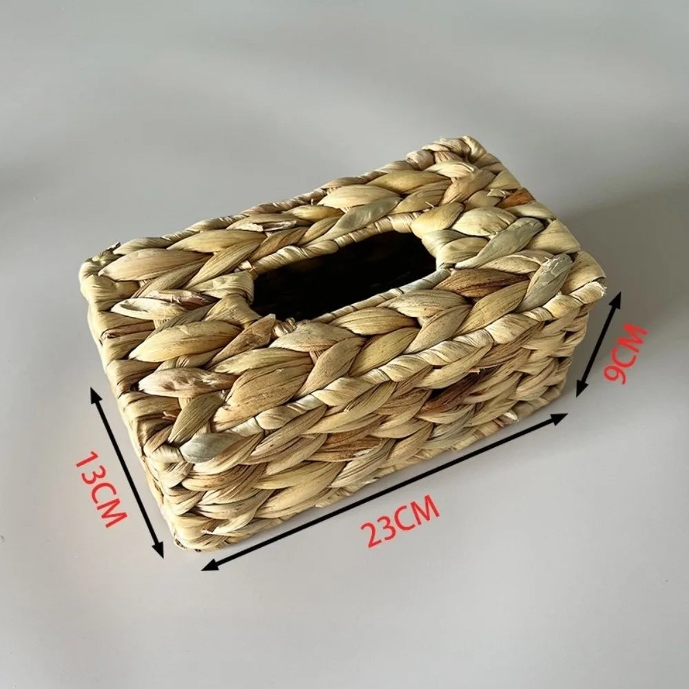 Straw Woven Tissue Box Cover Natural Household Tissue Box Decorative Environmental Protection Dryer Sheets Holder Oasis Select 23-13-9cm