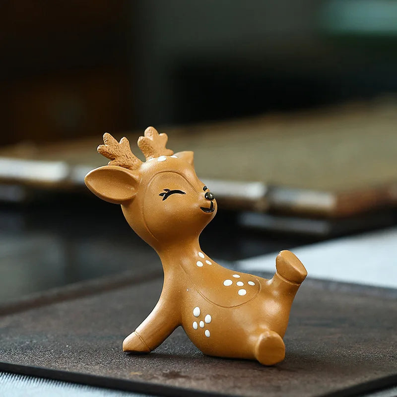 Zisha Tea Pet Plum Blossom Deer Figurine Sculpture Cartoon One Way Tea Play Oasis Select Style 2