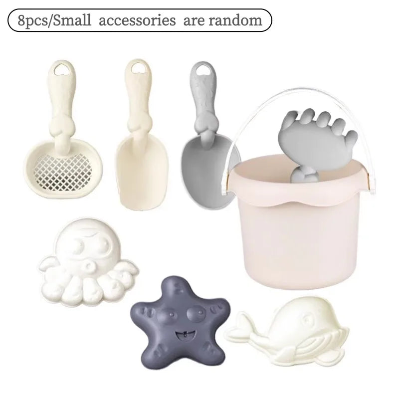 Kids Beach Toy Set – Bucket, Shovel, Rake & Watering Can Beach Sand Toy Set Oasis Select Gray