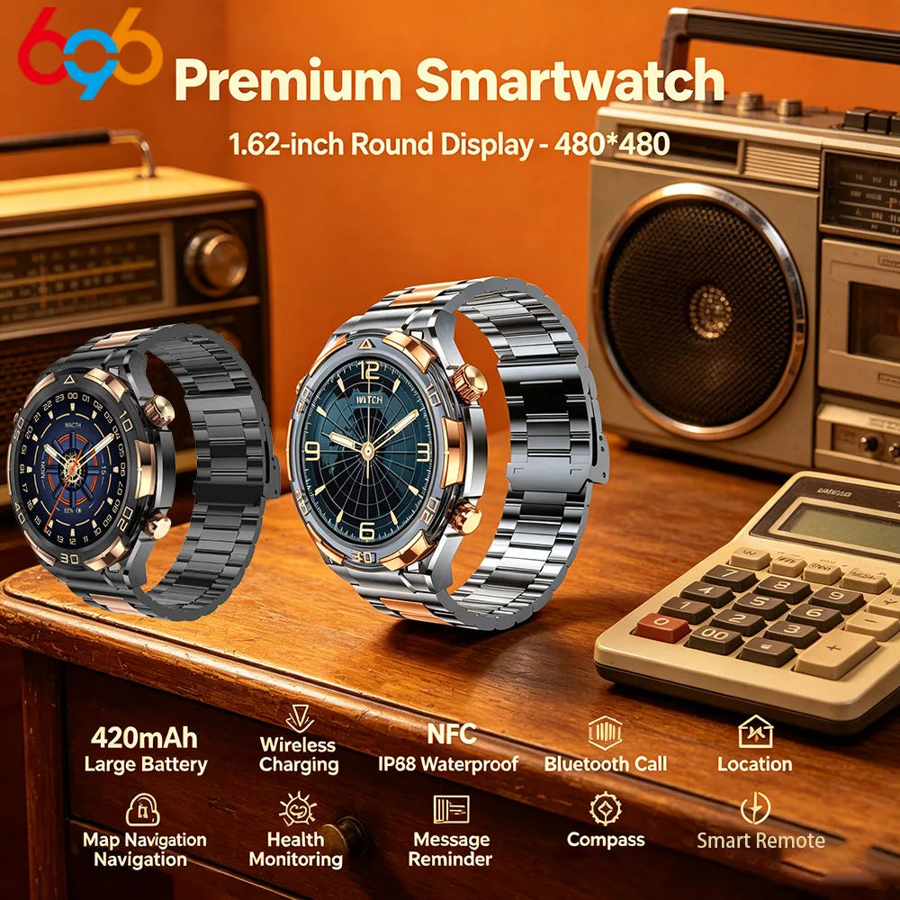 Waterproof Smartwatch Blue Tooth Call AMOLED Positioning Sleep Health Monitor Exercise Smart Watches For Men NFC Voice Assistant Oasis Select