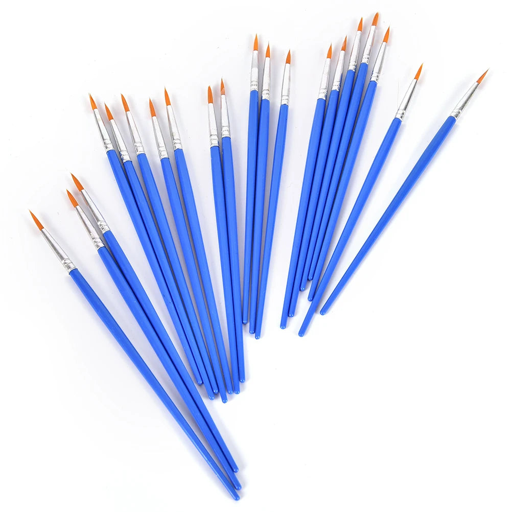 10*Painting Brushes Set Art Round Flat Hair Nylon Hair Paint Brush for Oil Acrylic Watercolor Kids/Artists/Beginners/Students Oasis Select