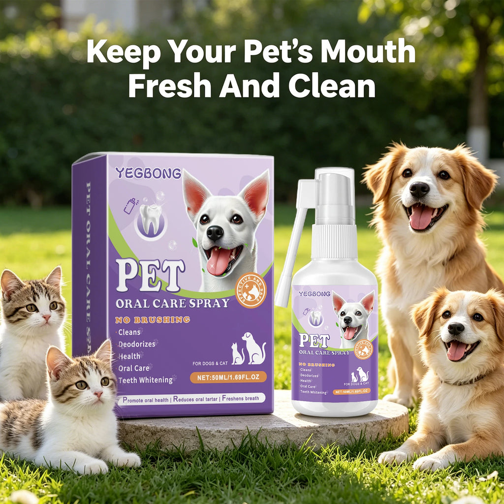 YEGBONG Pet Oral Spray 50ml for Dogs & Cats Bad Breath Treatment Teeth Cleaning Deodorant Dental Care Spray Pet Mouth Freshener Oasis Select