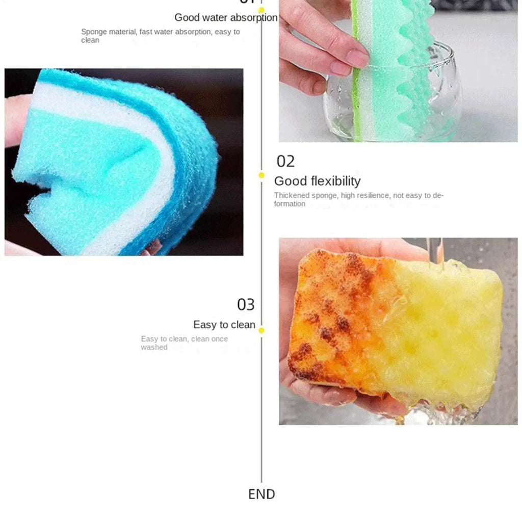 1PC Dishwashing Sponge Magic Cleaning Brush Kitchen Double-sided Decontamination Pad Washing Pot Foam Sponge Wipe Sponge Oasis Select