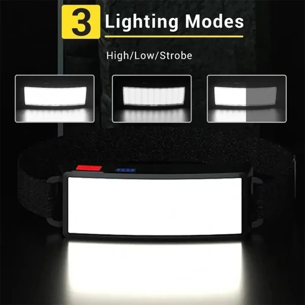 Powerful COB Headlamp Portable Rechargeable Head Flashlight Built-in Battery Outdoor Fishing Camping Lantern Waterproof Torch Oasis Select