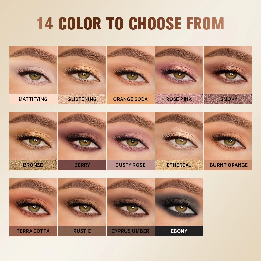 Lakerain 14-Shade Eyeshadow Palette – Matte, Shimmer & Glitter