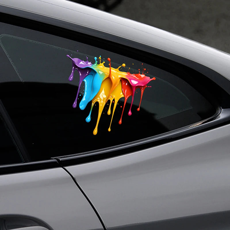 Car Interior Stickers With Dopamine Coloured Fluid Paint Vinyl For Reflective Car Fuel Tank Window Decal Stickers Oasis Select