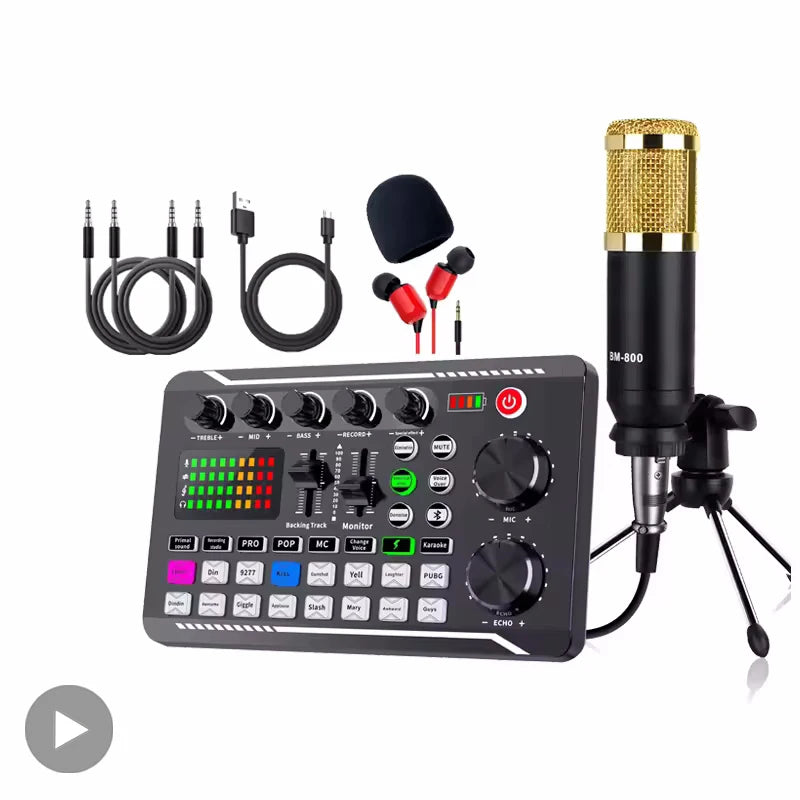 AyeBeau F988 Bluetooth Sound Card Mixer & Condenser Mic