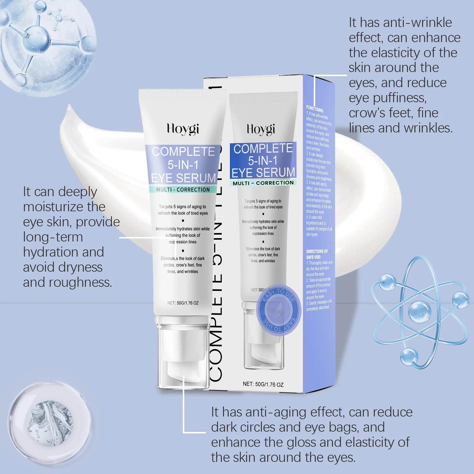 Collagen 5 in 1 Eye Cream Firming Lifting Fade Fine Lines Improve Skin Elasticity Under Eye Nourishing Eye Bag Removal Eye Cream Oasis Select