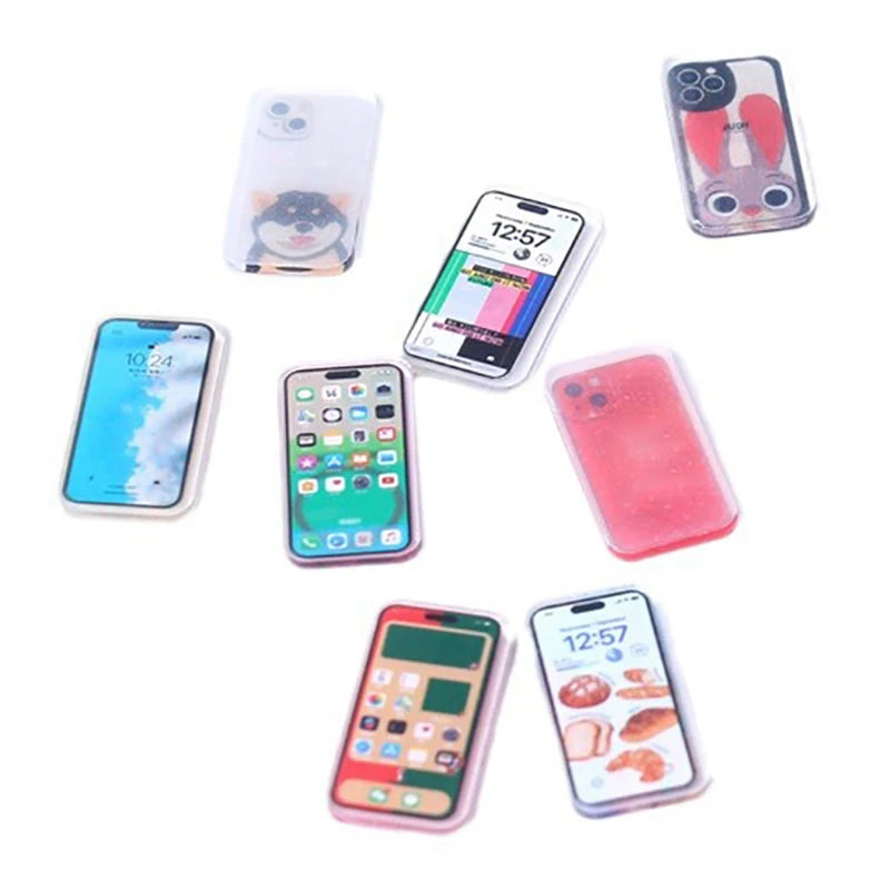 5Pcs 1:12 Dollhouse Miniature Mobile Phone Simulation Smartphone Model Kids Pretend Play Toys Oasis Select