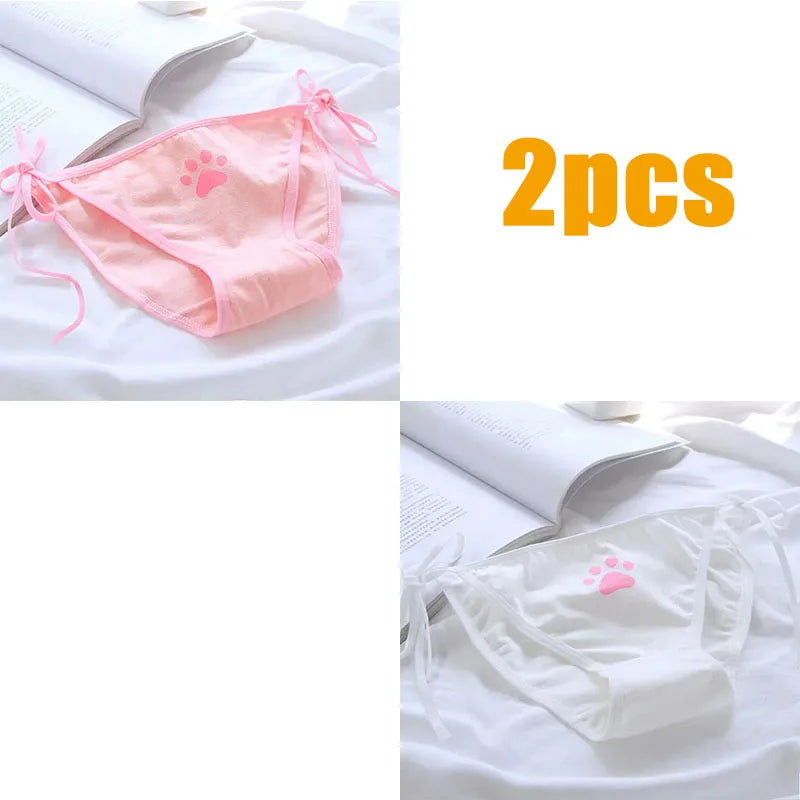 1/3/6pcs Sexy Bandage Lolita Panties Low Waist Lingerie Cute Claw Women's Briefs Low Waist Animation Underwear Oasis Select 2pcs mix 1 One Size As shown