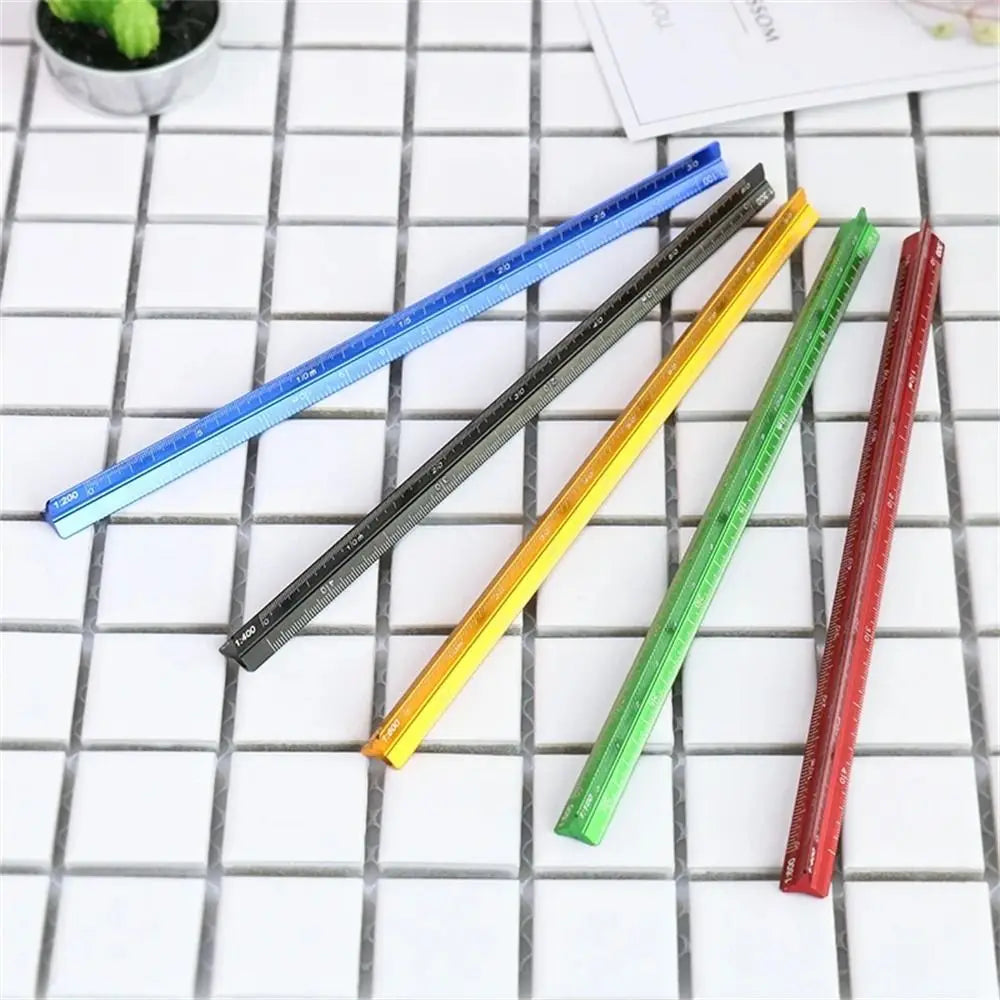 High Quality Colorful 15cm 30cm Aluminum Triangular Scale Ruler 1:20 - 1:600 Alloy Metal Scale Regua Desenho H0003 Oasis Select