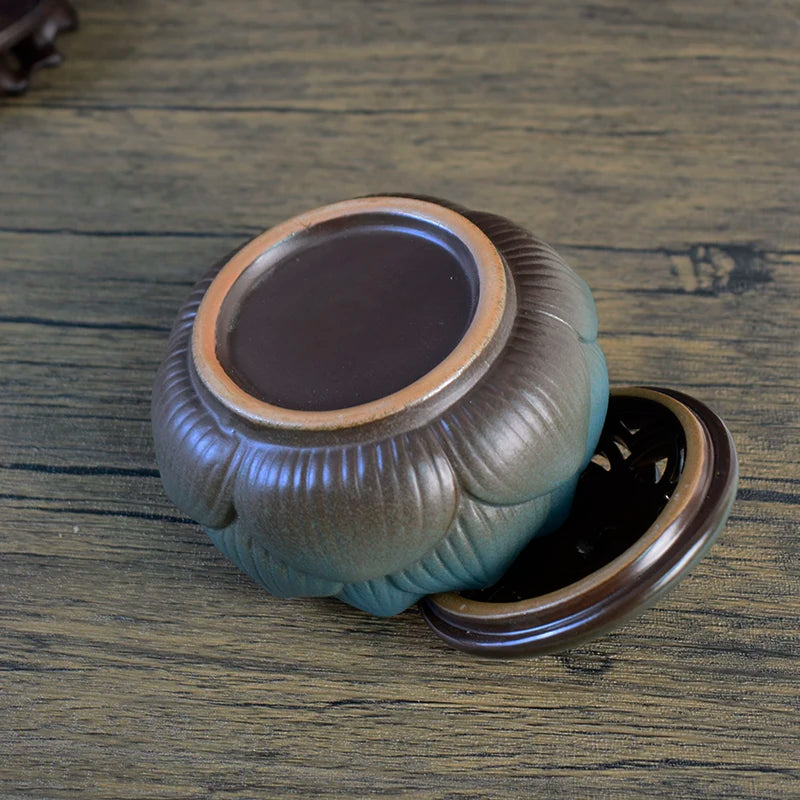 Ceramic Lotus Incense Burner Creative Retro Zen Aroma Diffuser Household Indoor Sandalwood Incense Burner Decoration Oasis Select